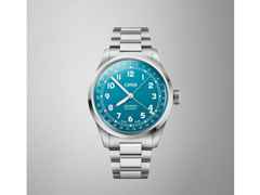 Oris Big Crown Pointer Date Automatik Edelstahl 40mm hellblaues Zifferblatt Metallband – Herrenuhren Uhr mit Datum aus Edelstahl. Das Gehäuse ist rund und silber. Das Edelstahlarmband ist silber. Das Zifferblatt ist arabisch und blau. – Ansicht 6