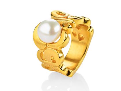 Drachenfels Design Perlentau Ring mittel gelb – Ringe Ring aus 925 Silber.