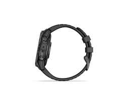 Garmin epix Pro Sapphire Titan carbongrau beschichtet 47 mm Kautschukband schwarz – Herrenuhren Uhr Multifunktion aus DLC beschichtet, Kautschuk und Titan. Das Gehäuse ist rund und schwarz. Das Kautschuk / Kunststoff / Silikon Armband ist schwarz. Das Zifferblatt ist digital und schwarz. – Ansicht 7