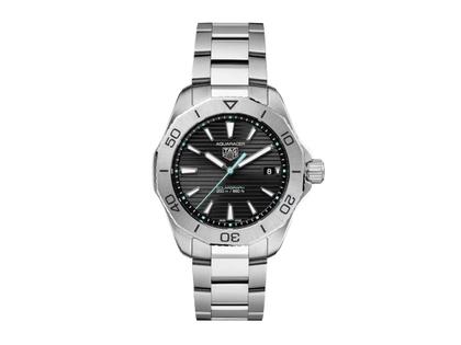 TAG Heuer Aquaracer Professional 200 Solargraph Quarz Edelstahl 40mm schwarzes Zifferblatt Metallband – Herrenuhren Uhr mit Datum aus Edelstahl. Das Gehäuse ist rund und silber. Das Edelstahlarmband ist silber. Das Zifferblatt ist ein Index in schwarz.