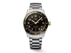 Longines Spirit Zulu Time Automatik Edelstahl 42mm Gelbgold-Lünette graues Zifferblatt Metallband – Herrenuhren Uhr mit Datum aus 750 Gelbgold, Edelstahl und Keramik. Das Gehäuse ist rund und silber-gelbgold. Das Edelstahlarmband ist braun. Das Zifferblatt ist arabisch Index und grau.