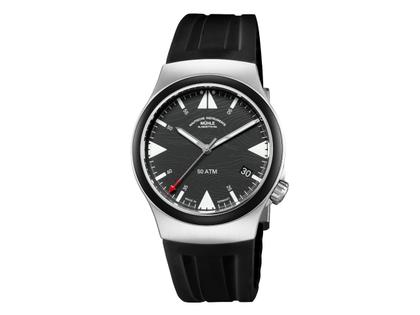 Mühle Glashütte S.A.R. Mission-Timer "160 Jahre DGzRS" Automatik Titan 43mm schwarzes Zifferblatt schwarzes Kautschukband limitiert – Herrenuhren Uhr mit Datum aus Kautschuk, Keramik und Titan. Das Gehäuse ist rund und silber. Das Kautschuk / Kunststoff / Silikon Armband ist schwarz. Das Zifferblatt ist ein Index in schwarz.