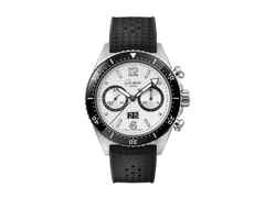 Glashütte Original SeaQ Chronograph Silver Screen Automatik Edelstahl 43mm silberfarbenes Zifferblatt schwarzes Kautschukband – Herrenuhren Chronograph aus Edelstahl und Keramik. Das Gehäuse ist rund und silber. Das Kautschuk / Kunststoff / Silikon Armband ist schwarz. Das Zifferblatt ist arabisch Index und weiß.