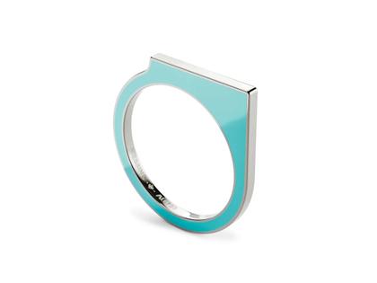 Niessing Setario Square Ring Fine Gray mit türkis-dunkelgrüner Emaille – Ringe Ring aus 750 Weißgold, Emaille und und .