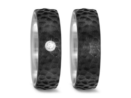 TitanFactory Carbon Titan Partnerringpaar 16 – Ringe Trauring mit Besatz aus Carbon, Titan und und .