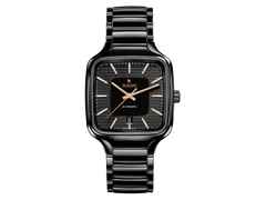 Rado True Square Automatic Keramik schwarz 38mm Keramikband schwarz – Damenuhren Uhr mit Datum aus Keramik und Titan. Das Gehäuse ist quadratisch und schwarz. Das Keramikarmband ist schwarz. Das Zifferblatt ist ein Index in schwarz.