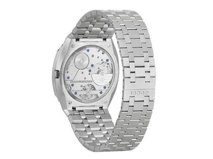 Gucci 25H Automatik Edelstahl 40mm graues Zifferblatt Metallband YA163302 – Herrenuhren Uhr ohne Datum aus Edelstahl. Das Gehäuse ist rund und silber. Das Edelstahlarmband ist silber. Das Zifferblatt ist ein Index in grau. – Ansicht 2