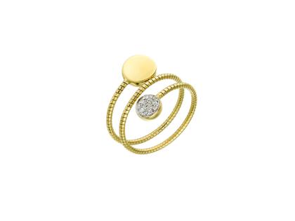 Chimento Armillas Glow Ring Gelbgold 3-reihig mit Brillanten 0,060ct flexibel – Ringe Ring mit Besatz in gelbgold und aus 750 Gelbgold und 750 Weißgold.