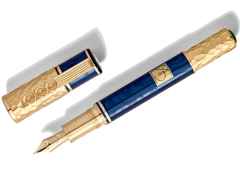 Montblanc 2024 Masters of Art Homage to Gustav Klimt Füllfederhalter 4810 Limited Edition – Schreibgeräte Füllfederhalter in blau und aus 750 Gelbgold und rhodiniert.