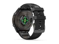 Garmin Fenix 9 Pro inReach Titan 47mm digitales Display schwarzes Silikonband – Herrenuhren Uhr Multifunktion aus Kautschuk und Titan. Das Gehäuse ist rund und schwarz. Das Kautschuk / Kunststoff / Silikon Armband ist schwarz. Das Zifferblatt ist digital und schwarz. – Ansicht 4