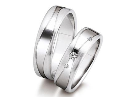 Gerstner Trauring Paar 22 mit Diamanten – Ringe Trauring mit Besatz aus 585 Weißgold.