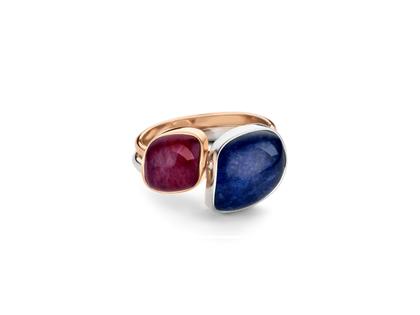 Bigli Mini Chloé Ring Weißgold Bergkristall mit Sodalith und Brillant 0,020ct – Ringe Ring mit Besatz aus 750 Weißgold. – Ansicht 2
