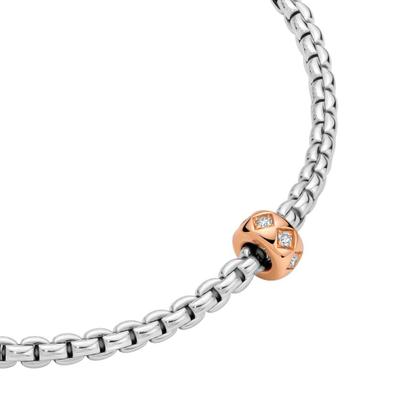 Fope Eka Tiny Collier Weißgold 43cm mit 1 Roségold-Ronde und Brillanten 0,12ct – Halsschmuck Collier aus 750 Rotgold, 750 Weißgold und und . – Ansicht 2