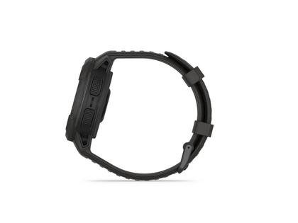 Garmin Instinct Crossover Solar faserverstärktes Polymer schiefergrau 45 mm Kautschukband schiefergrau – Herrenuhren Uhr Multifunktion aus Kautschuk und Kunststoff. Das Gehäuse ist rund und grau. Das Kautschuk / Kunststoff / Silikon Armband ist grau. Das Zifferblatt ist analog digital und schwarz. – Ansicht 5