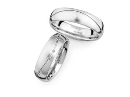 Christian Bauer Trauring Paar Nr.  36 Weißgold – Ringe Trauring mit Besatz aus 750 Weißgold.