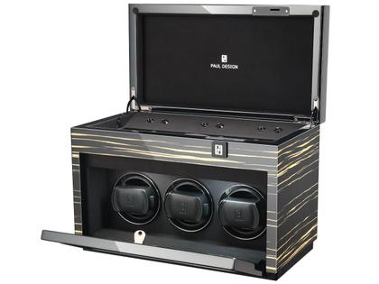 Paul Design Gentlemen  3+5 Uhrenbeweger Black Shadow – Uhrenbeweger Uhrenbeweger für mehrere Uhren aus Holz. – Ansicht 3