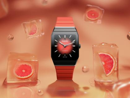 Rado Anatom Automatik Keramik 32,5mm schwarz-rotes Zifferblatt rotes Kautschukband – Damenuhren Uhr mit Datum aus Edelstahl, Kautschuk, Keramik und PVD beschichtet. Das Gehäuse ist rechteckig und schwarz. Das Kautschuk / Kunststoff / Silikon Armband ist rot. Das Zifferblatt ist ein Index in rot. – Ansicht 6