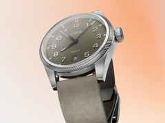Oris ProPilot Date Automatik Edelstahl 41mm grünes Zifferblatt grünes Lederband – Herrenuhren Uhr mit Datum aus Edelstahl und Leder. Das Gehäuse ist rund und silber. Das Lederarmband ist grün. Das Zifferblatt ist arabisch und grün. – Ansicht 7