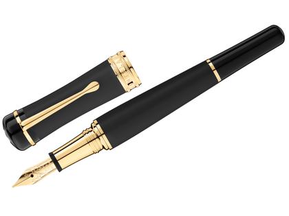 Montblanc Bonheur Nuit Füllfederhalter Edelharz schwarz – Schreibgeräte Füllfederhalter aus 750 Gelbgold, Edelharz und und platiniert.
