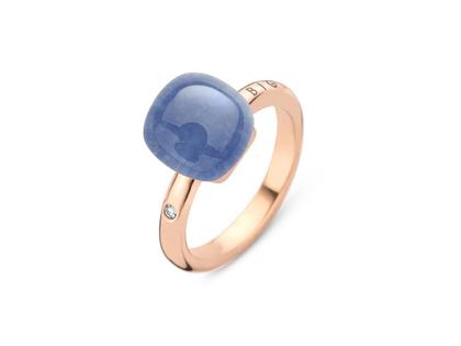 Bigli Mini Sweety "Soft Sodalite" Ring Roségold Gr. M mit Brillant 0,020ct – Ringe Ring mit Besatz aus 750 Rotgold.