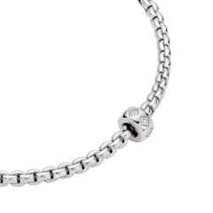 Fope Eka Tiny Collier Weißgold 43cm mit 1 Weißgold-Ronde und Brillanten 0,12ct – Halsschmuck Collier aus 750 Weißgold. – Ansicht 2