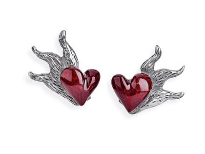 Drachenfels Design Flammeninferno Silber Vintage Ohrstecker – Ohrschmuck Ohrclip aus 925 Silber.