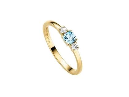 Elaine Firenze Ring Gelbgold mit blauem Topas und Brillanten 0,120ct – Ringe Ring mit Besatz aus 585 Gelbgold.