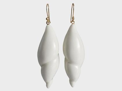 Ohrschmuck Ohrhänger aus 585 Gelbgold, Porzellan und und .