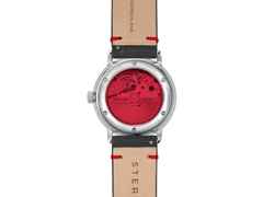 Sternglas Naos Edition Bauhaus X Rot Automatik Edelstahl 38mm beiges Zifferblatt schwarzes Lederband – Herrenuhren Uhr mit Datum aus Edelstahl. Das Gehäuse ist rund und silber. Das Lederarmband ist schwarz. Das Zifferblatt ist ein Index in beige. – Ansicht 5