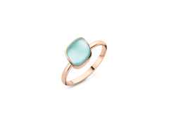 Bigli Mini Chloé Ring Roségold Türkis mit Bergkristall und Brillant 0,020ct – Ringe Ring mit Besatz in roségold und aus 750 Rotgold.