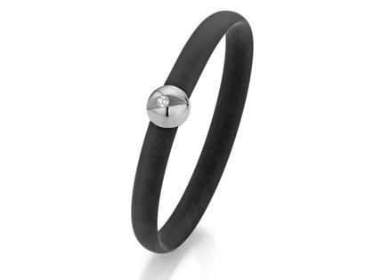 Micha Bunz Armreif Platin und Kautschuk mit Brillant – Armschmuck Armreif aus 950 Platin, Kautschuk und und .