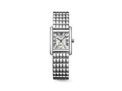Longines DolceVita   Mini Quarz Edelstahl 22x29mm silbernes Zifferblatt Metallband – Damenuhren Uhr ohne Datum aus Edelstahl. Das Gehäuse ist rechteckig und silber. Das Edelstahlarmband ist silber. Das Zifferblatt ist römisch und silber.