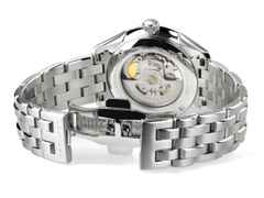 Hamilton Jazzmaster Open Heart Automatik Edelstahl 40mm braunes Zifferblatt Metallband – Herrenuhren Uhr ohne Datum aus Edelstahl. Das Gehäuse ist rund und silber. Das Edelstahlarmband ist silber. Das Zifferblatt ist ein Index in braun. – Ansicht 4