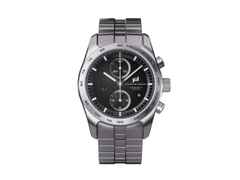 Porsche Design Custom Built Timepieces Watchmakers Choice "DarkNightBlue" Chronograph Automatik Titan 42mm schwarzes Zifferblatt Metallband – Herrenuhren Chronograph aus Edelstahl und Titan. Das Gehäuse ist rund und grau. Das Titanarmband ist grau. Das Zifferblatt ist ein Index in schwarz.