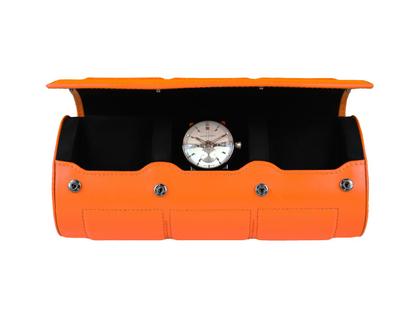Buben & Zörweg NITRO 3 Case Orange Uhrenetui aus Leder – Uhrenetui Uhrenetui für mehrere Uhren in orange und aus Leder.