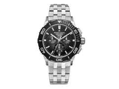 Maurice Lacroix Pontos S Solar Chronograph Quarz Edelstahl 42mm schwarzes Zifferblatt Metallband – Herrenuhren Chronograph aus Aluminium und Edelstahl. Das Gehäuse ist rund und silber. Das Edelstahlarmband ist silber. Das Zifferblatt ist ein Index in schwarz.