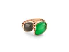 Bigli Mini Chloé Ring Roségold  Mondstein mit Perlmutt und Brillant 0,020ct – Ringe Ring mit Besatz in roségold und aus 750 Rotgold. – Ansicht 2