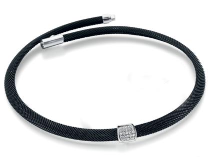 Cédé Creation Milanaise Brillanten tonneau Collier schwarz – Halsschmuck Collier aus 750 Weißgold, Edelstahl und und .
