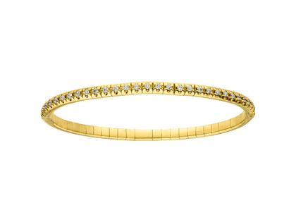 Silhouette Schmuck Tennis Flex Armreif Gelbgold 16cm mit Brillanten 0,650ct – Armschmuck Armband aus 750 Gelbgold.