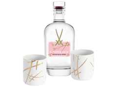 Meissen Geschenk Set Juniper Jack London Dry Gin Cherry, weiß-goldene Gin-Becher "Swords" – Porzellanwaren Tafelporzellan in weiß und aus Porzellan.