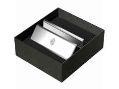 El Casco Visitenkartenhalter aus Messing verchromt – Büroaccessoires Kartenständer in silber und aus Messing. – Ansicht 2