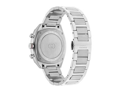 Gucci Interlocking Chronograph Quarz Edelstahl 41mm grünes Zifferblatt Metallband YA142318 – Herrenuhren Chronograph aus Edelstahl und Keramik. Das Gehäuse ist rund und silber. Das Edelstahlarmband ist silber. Das Zifferblatt ist ein Index in grün. – Ansicht 2