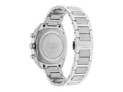 Gucci Interlocking Chronograph Quarz Edelstahl 41mm schwarzes Zifferblatt Metallband YA142316 – Herrenuhren Chronograph aus Edelstahl und Keramik. Das Gehäuse ist rund und silber. Das Edelstahlarmband ist silber. Das Zifferblatt ist ein Index in schwarz. – Ansicht 2