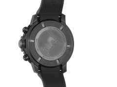 Tissot Seastar 1000  Quarz Chronograph schwarz Kautschukband – Herrenuhren Chronograph aus Edelstahl, Keramik und PVD beschichtet. Das Gehäuse ist rund und schwarz. Das Kautschuk / Kunststoff / Silikon Armband ist schwarz. Das Zifferblatt ist ein Index in schwarz. – Ansicht 2