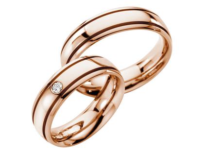 Furrer Jacot Trauring Paar Nr. 26 – Ringe Trauring mit Besatz aus 750 Rotgold.