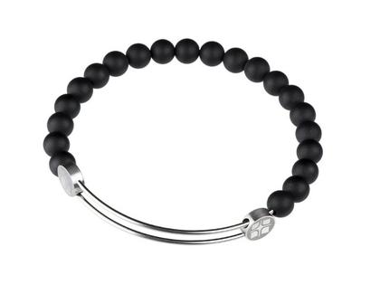 Ernstes Design A218 Armreif mit Onyx-Perlen – Armschmuck Armreif aus Edelstahl.