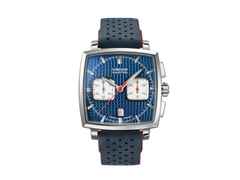 Union Glashütte Averin Chronograph Automatik Edelstahl 41mm blaues Zifferblatt blaues Lederband – Herrenuhren Chronograph aus Edelstahl und Leder. Das Gehäuse ist quadratisch und silber. Das Lederarmband ist blau. Das Zifferblatt ist ein Index in blau.