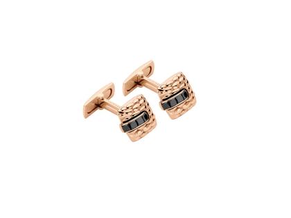Fope Vendôme Manschettenknöpfe Roségold mit schwarzen Diamanten 1,12ct – Herrenschmuck Manschettenknöpfe aus 750 Rotgold.
