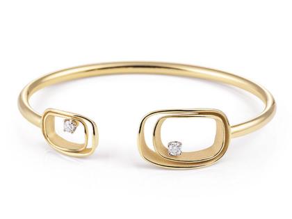 Cammilli Firenze Serie Uno Armreif Yellow Sunrise Gold eckig mit Brillanten 0,180ct – Armschmuck Armreif aus 750 Gelbgold.