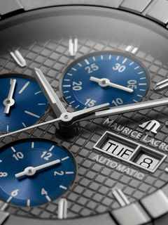 Maurice Lacroix Aikon Chronograph Automatik Titan 44mm graues Zifferblatt Metallband – Herrenuhren Chronograph aus Titan. Das Gehäuse ist rund und silber. Das Edelstahlarmband ist silber. Das Zifferblatt ist ein Index in silber. – Ansicht 3